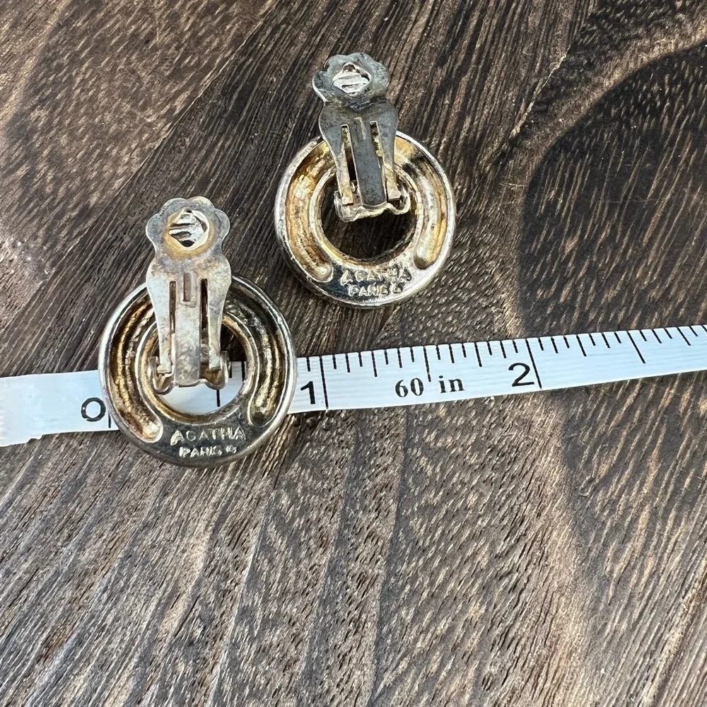Vintage Agatha Paris Silver Tone Clip On Earrings B29 - Picture 4 of 4